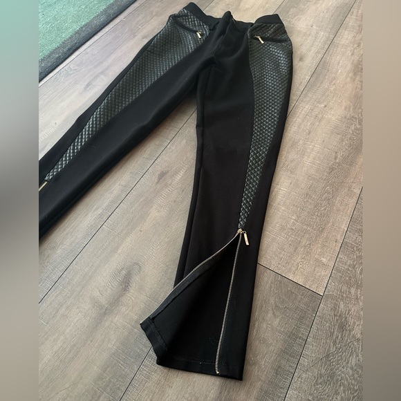 Black Moto Skinny Pants with Gold Hardware by A.Z.I - Picture 2 of 4